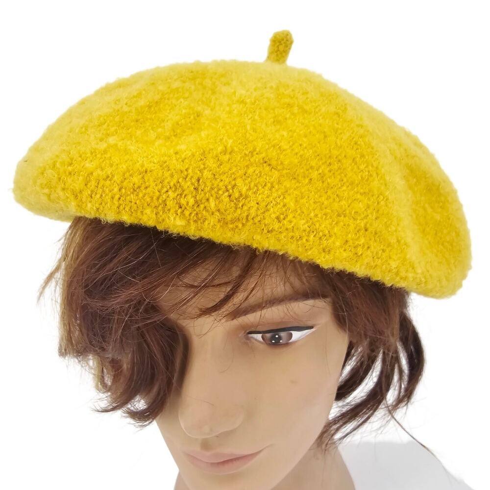 Yellow Beret Hat Adjustable Avant Garde French Style Artsy